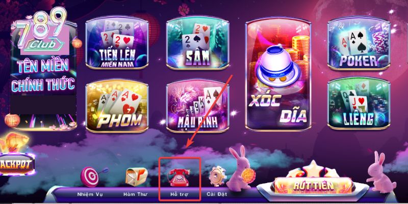 Liên hệ 789Club – Hướng dẫn người chơi nhận hỗ trợ nhanh! 2 Bet thủ nhấn vào mục Hỗ Trợ trên giao diện