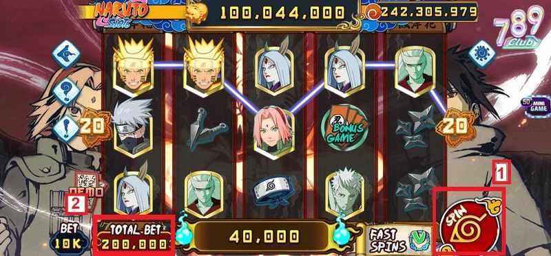 Hướng dẫn cách chơi Naruto Slots 789Club dành cho tân thủ 2 Hình ảnh Naruto sẽ xuất hiện ngay trong game nổ hũ